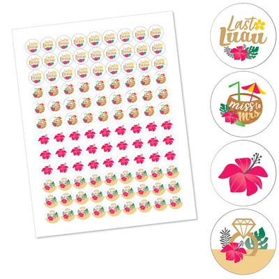Last Luau - Tropical Bachelorette Party and Bridal Shower Round Candy Sticker Favors - Labels Fit Chocolate Candy (1 sheet of 108)