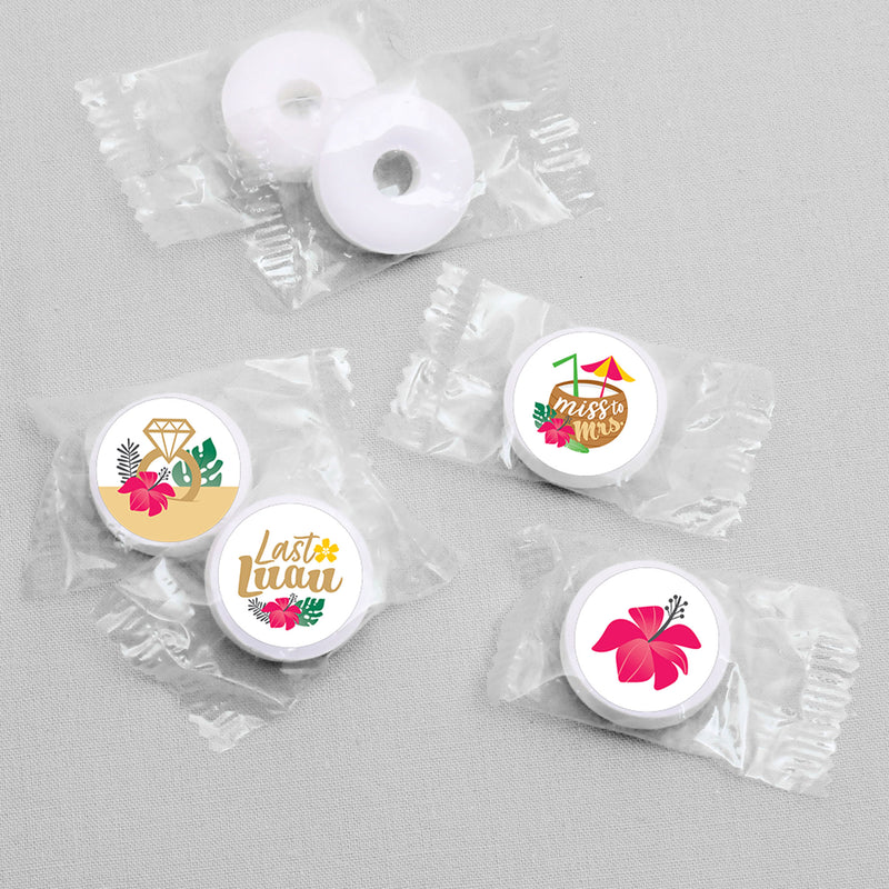 Last Luau - Tropical Bachelorette Party and Bridal Shower Round Candy Sticker Favors - Labels Fit Chocolate Candy (1 sheet of 108)