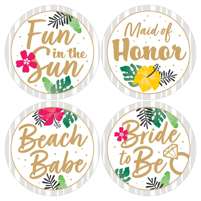 Last Luau - Tropical Bachelorette Party and Bridal Shower Funny Name Tags - Party Badges Sticker Set of 12