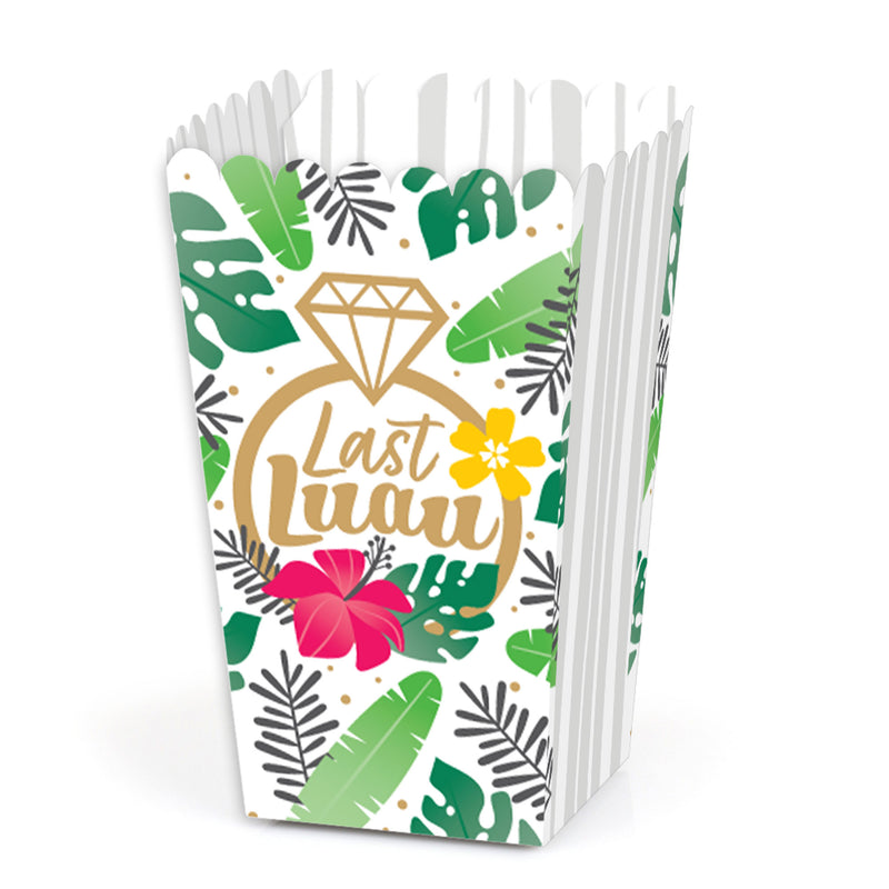 Last Luau - Tropical Bachelorette Party and Bridal Shower Favor Popcorn Treat Boxes - Set of 12