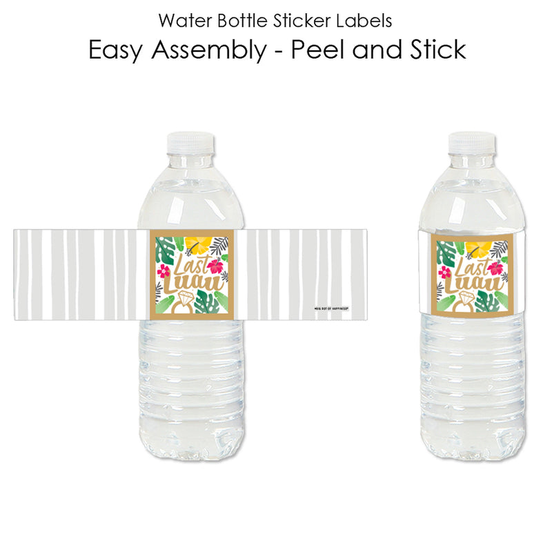 Last Luau - Tropical Bachelorette Party and Bridal Shower Water Bottle Sticker Labels - Set of 20
