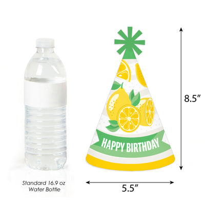 So Fresh - Lemon - Cone Happy Birthday Party Hats for Kids and Adults - Set of 8 (Standard Size)