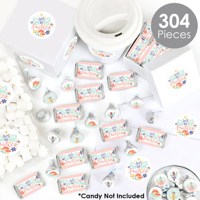 Let's Be Fairies - Mini Candy Bar Wrappers, Round Candy Stickers and Circle Stickers - Fairy Garden Birthday Party Candy Favor Sticker Kit - 304 Pieces