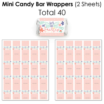 Let's Be Fairies - Mini Candy Bar Wrappers, Round Candy Stickers and Circle Stickers - Fairy Garden Birthday Party Candy Favor Sticker Kit - 304 Pieces