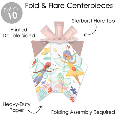 Let's Be Fairies - Table Decorations - Fairy Garden Birthday Party Fold and Flare Centerpieces - 10 Count