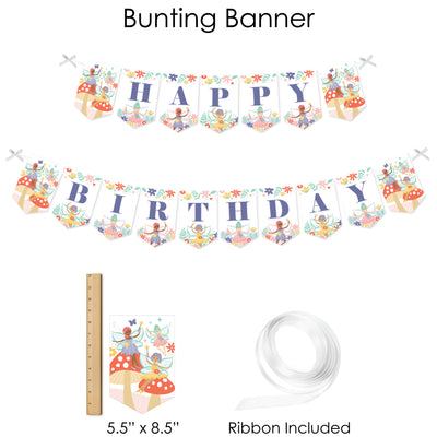 Let's Be Fairies - Fairy Garden Birthday Party Supplies - Banner Decoration Kit - Fundle Bundle
