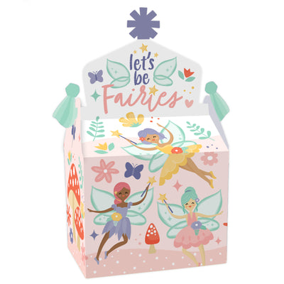 Let's Be Fairies - Treat Box Party Favors - Fairy Garden Birthday Party Goodie Gable Boxes - Set of 12