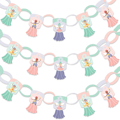Let's Be Fairies - 90 Chain Links and 30 Paper Tassels Decoration Kit - Fairy Garden Birthday Party Paper Chains Garland - 21 feet