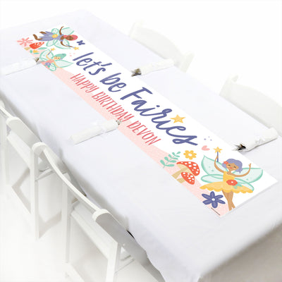 Let's Be Fairies - Personalized Happy Birthday Fairy Garden Party Banner
