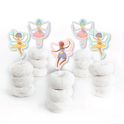 Let's Be Fairies - Dessert Cupcake Toppers - Fairy Garden Birthday Party Clear Treat Picks - Set of 24