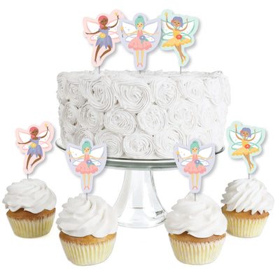 Let's Be Fairies - Dessert Cupcake Toppers - Fairy Garden Birthday Party Clear Treat Picks - Set of 24