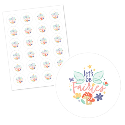 Personalized Let's Be Fairies - Custom Fairy Garden Birthday Party Favor Circle Sticker Labels - Custom Text - 24 Count