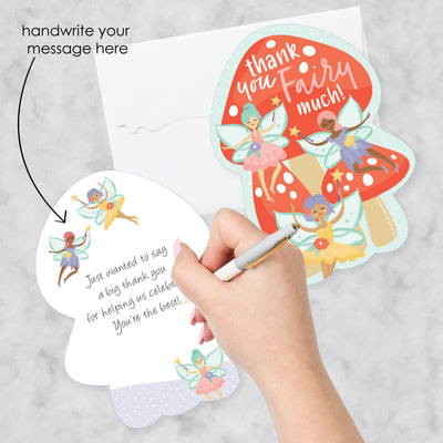 Let's Be Fairies - Shaped Thank You Cards - Fairy Garden Birthday Party Thank You Note Cards with Envelopes - Set of 12