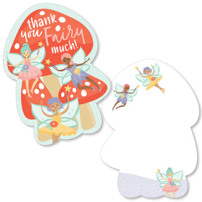 Let's Be Fairies - Shaped Thank You Cards - Fairy Garden Birthday Party Thank You Note Cards with Envelopes - Set of 12