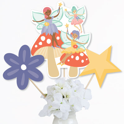 Let's Be Fairies - Fairy Garden Birthday Party Centerpiece Sticks - Table Toppers - Set of 15