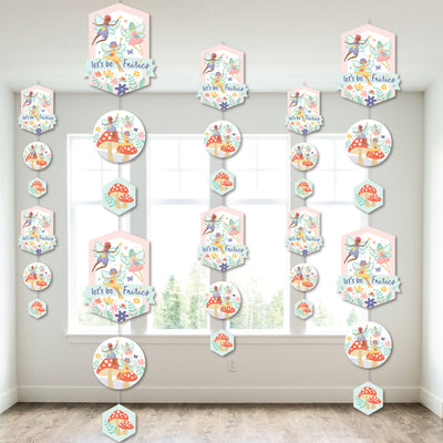 Let's Be Fairies - Fairy Garden Birthday Party DIY Dangler Backdrop - Hanging Vertical Decorations - 30 Pieces