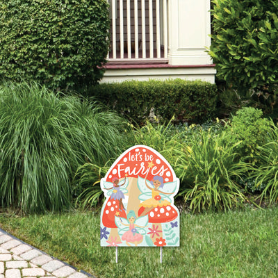 Let's Be Fairies - Outdoor Lawn Sign - Fairy Garden Birthday Party Yard Sign - 1 Piece