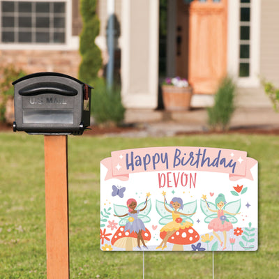 Let's Be Fairies - Fairy Garden Birthday Party Yard Sign Lawn Decorations - Personalized Happy Birthday Party Yardy Sign