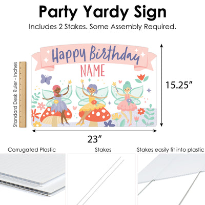 Let's Be Fairies - Fairy Garden Birthday Party Yard Sign Lawn Decorations - Personalized Happy Birthday Party Yardy Sign