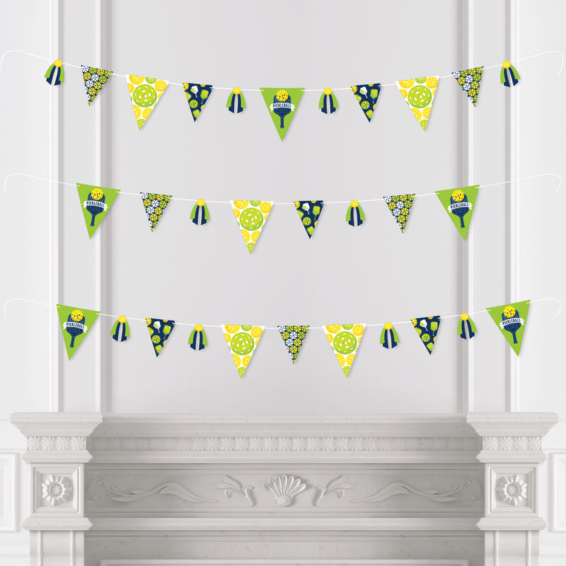 Let’s Rally - Pickleball - DIY Birthday or Retirement Party Pennant Garland Decoration - Triangle Banner - 30 Pieces