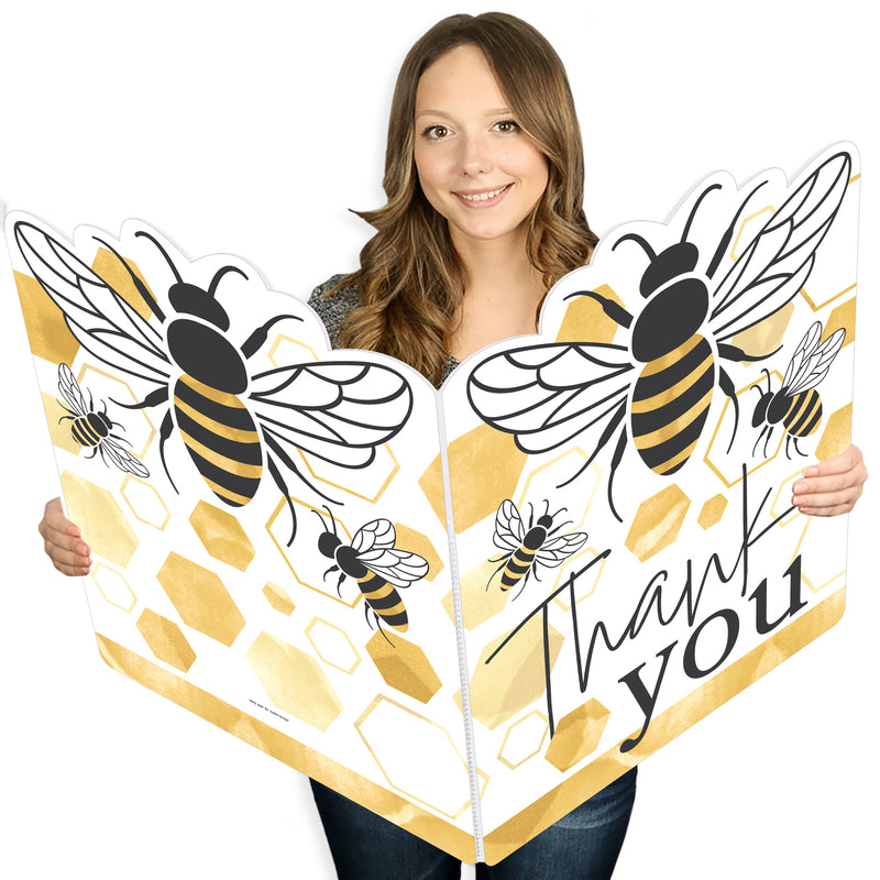 Little Bumblebee - Thank You Giant Greeting Card - Big Shaped Jumborific Card - 16.5 x 22 inches