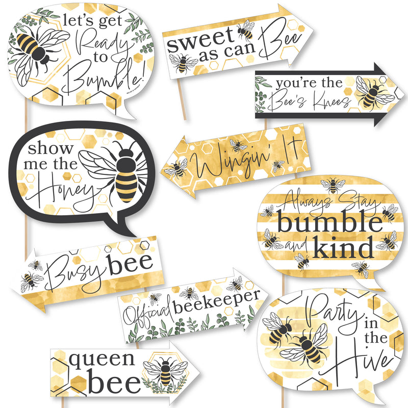Funny Little Bumblebee - Bee Baby Shower or Birthday Party Photo Booth Props Kit - 10 Piece