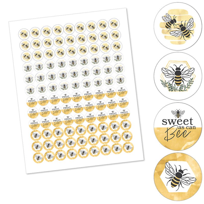 Little Bumblebee - Bee Baby Shower or Birthday Party Round Candy Sticker Favors - Labels Fit Chocolate Candy (1 sheet of 108)