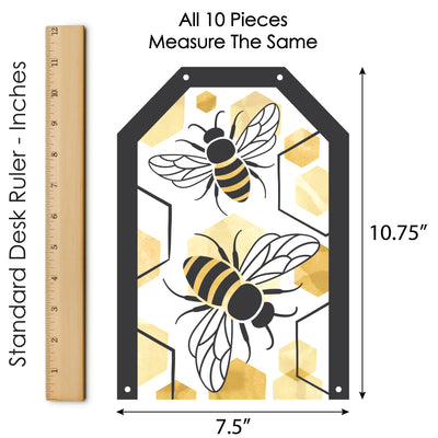 Little Bumblebee - Hanging Vertical Paper Door Banners - Bee Baby Shower or Birthday Party Wall Decor Kit - Indoor Door Decor