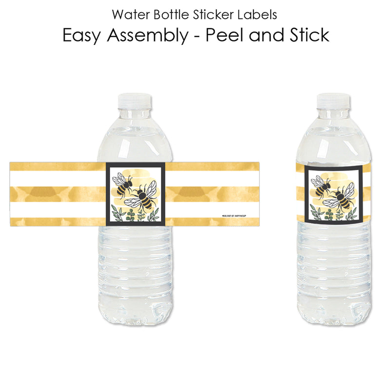 Little Bumblebee - Bee Baby Shower or Birthday Party Water Bottle Sticker Labels - Set of 20