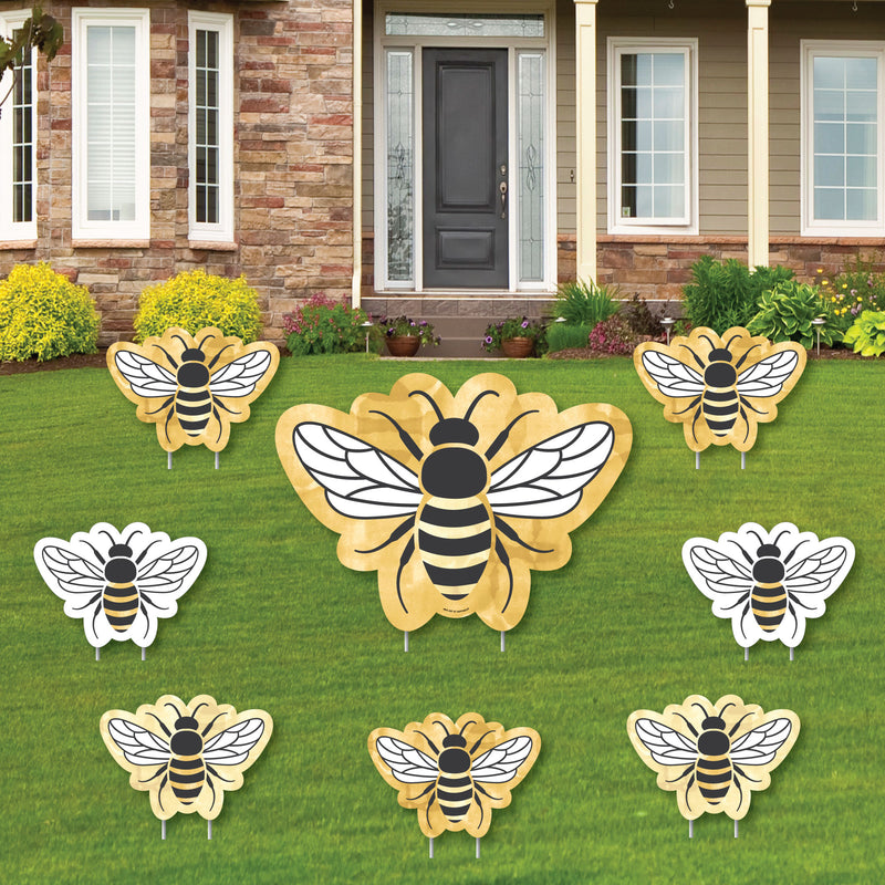 Little Bumblebee - Yard Sign and Outdoor Lawn Decorations - Bee Baby Shower or Birthday Party Yard Signs - Set of 8