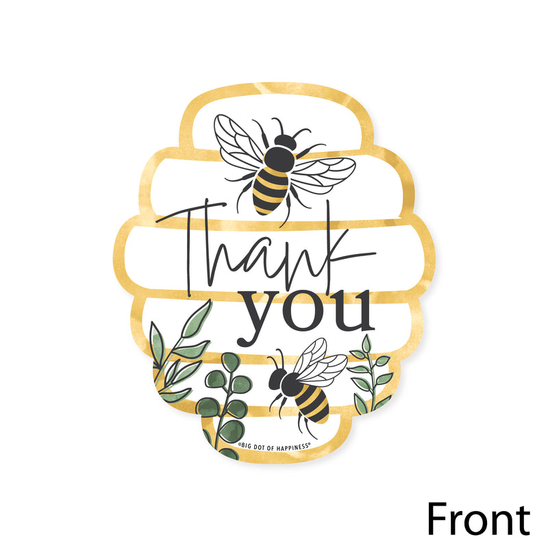 Little Bumblebee - Shaped Thank You Cards - Bee Baby Shower or Birthday Party Thank You Note Cards with Envelopes - Set of 12