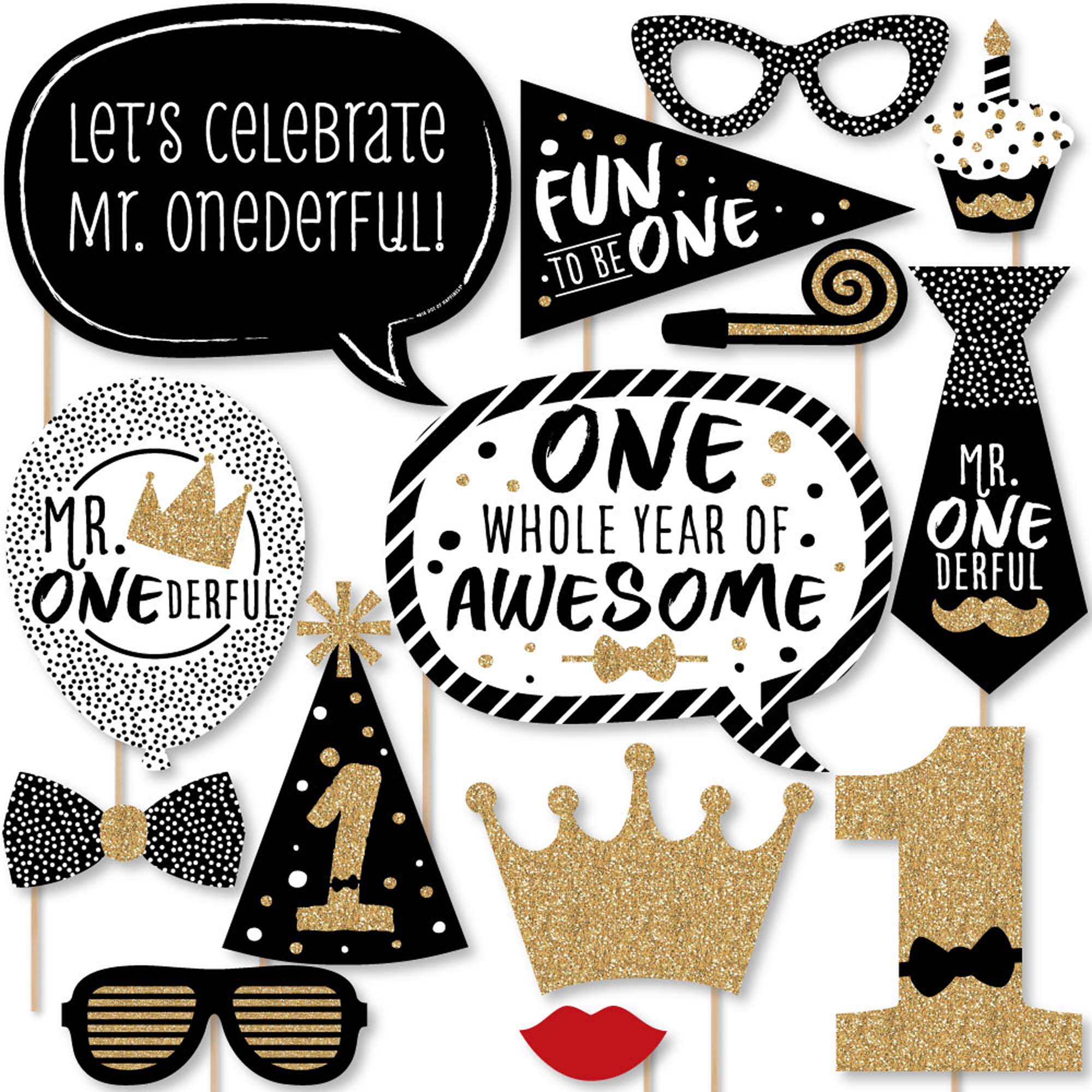 1st Birthday Little Mr. Onederful - Boy First Birthday Party Photo Booth Props Kit - 20 Count | BigDotOfHappiness.com – Big Dot of Happiness LLC 1st-birthday-little-mr-onederful-boy-first-birthday-party-photo-booth-props-kit-20-count-bigdotofhappiness-com-big-dot-of-happiness-llc