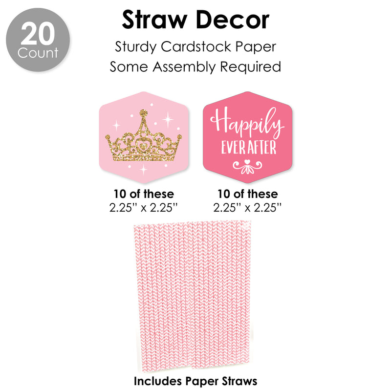 Little Princess Crown - Pink and Gold Princess Baby Shower or Birthday Party Favors and Cupcake Kit - Fabulous Favor Party Pack - 100 Pieces