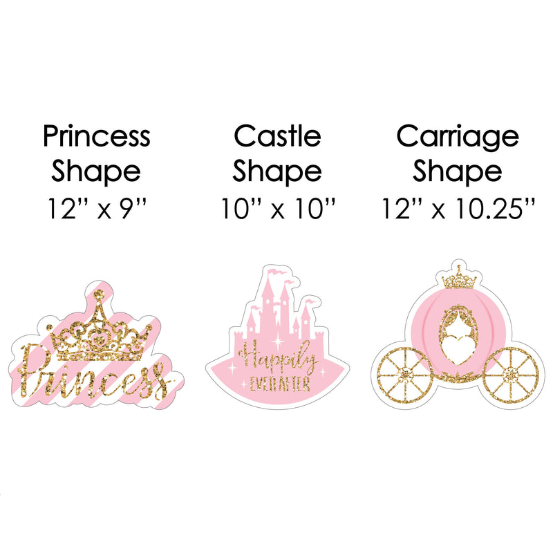 Little Princess Crown - Crown, Castle & Carriage Lawn Decorations - Outdoor Pink and Gold Princess Baby Shower or Birthday Party Yard Decorations - 10 Piece