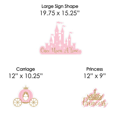 Little Princess Crown - Yard Sign & Outdoor Lawn Decorations - Pink and Gold Princess Baby Shower or Birthday Party Yard Signs - Set of 8
