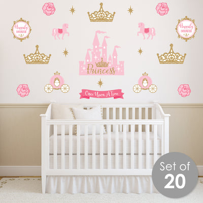 Little Princess Crown - Peel and Stick Nursery and Kids Room Vinyl Wall Art Stickers - Wall Decals - Set of 20