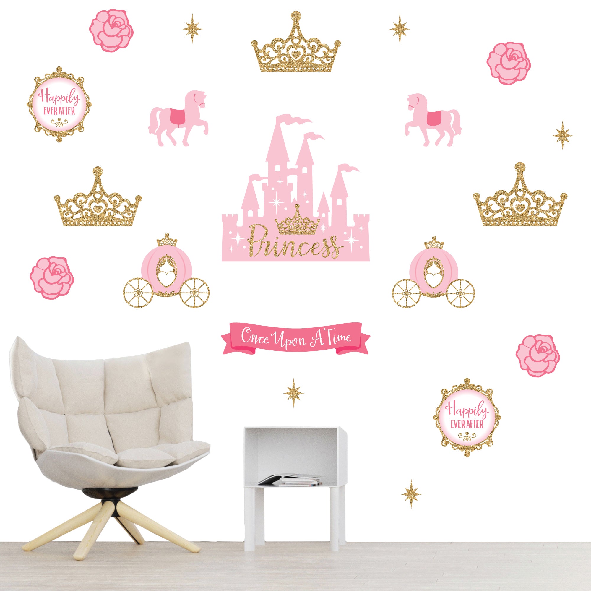 Little Princess Crown Peel and Stick Nursery and Kids Room Vinyl Wall