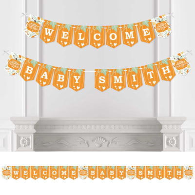 Personalized Little Pumpkin - Custom Fall Baby Shower Bunting Banner and Decorations - Welcome Baby Custom Name Banner