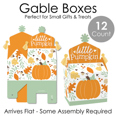 Little Pumpkin - Treat Box Party Favors - Fall Birthday Party or Baby Shower Goodie Gable Boxes - Set of 12
