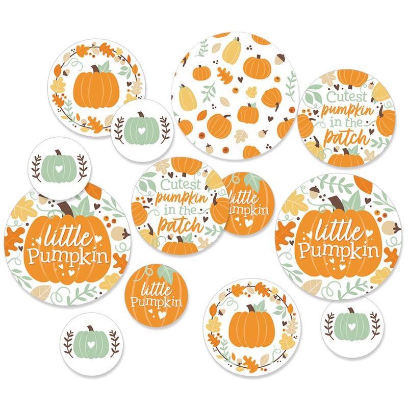 Little Pumpkin - Fall Birthday Party or Baby Shower Giant Circle Confetti - Party Decorations - Large Confetti 27 Count