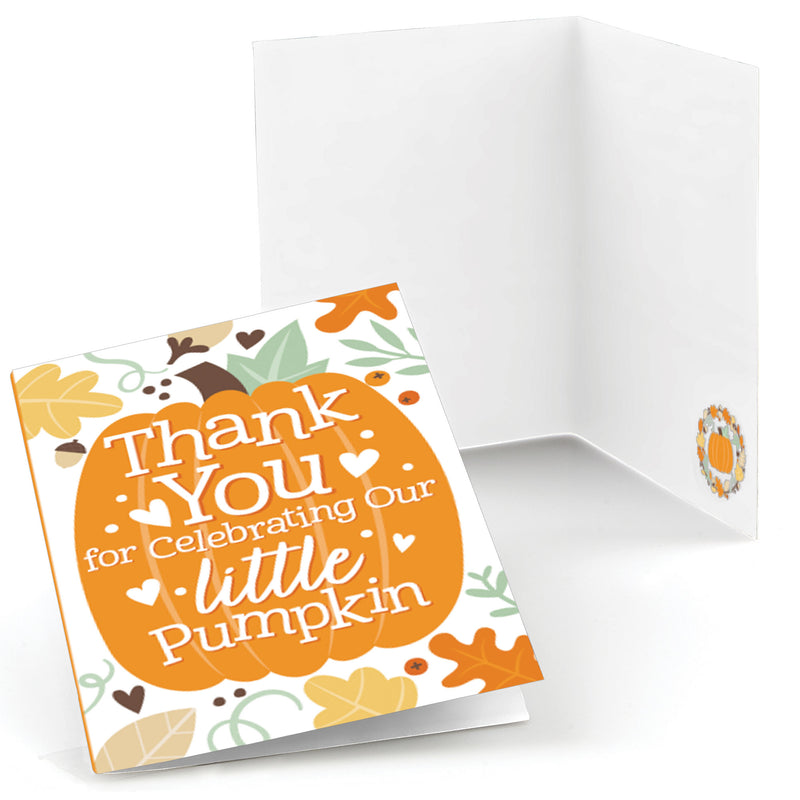 Little Pumpkin - Fall Birthday Party or Baby Shower Thank You Cards (8 count)