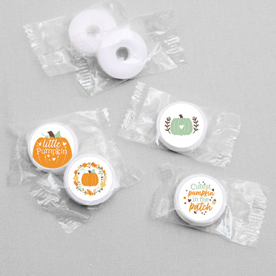 Little Pumpkin - Fall Birthday Party or Baby Shower Round Candy Sticker Favors - Labels Fit Chocolate Candy (1 sheet of 108)
