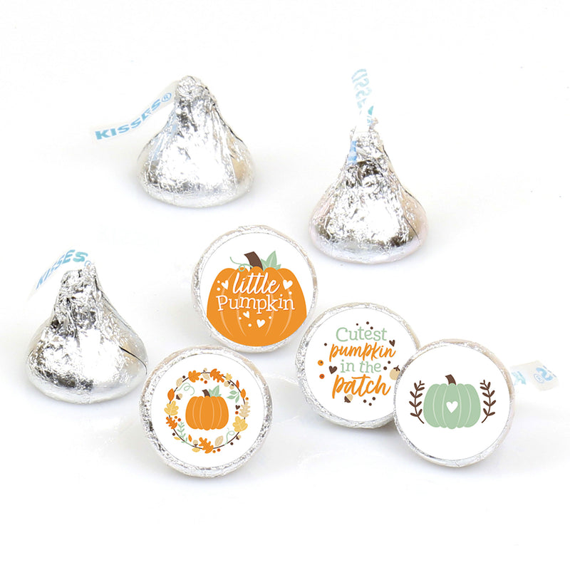 Little Pumpkin - Fall Birthday Party or Baby Shower Round Candy Sticker Favors - Labels Fit Chocolate Candy (1 sheet of 108)