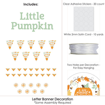 Little Pumpkin - Fall Birthday Party or Baby Shower Letter Banner Decoration - 36 Banner Cutouts and Little Pumpkin Banner Letters