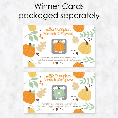 Little Pumpkin - Fall Birthday Party or Baby Shower Game Scratch Off Cards - 22 Count