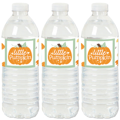 Little Pumpkin - Fall Birthday Party or Baby Shower Water Bottle Sticker Labels - Set of 20