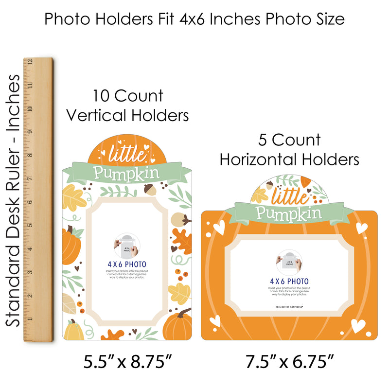 Little Pumpkin - Fall Birthday Party or Baby Shower Picture Centerpiece Sticks - Photo Table Toppers - 15 Pieces