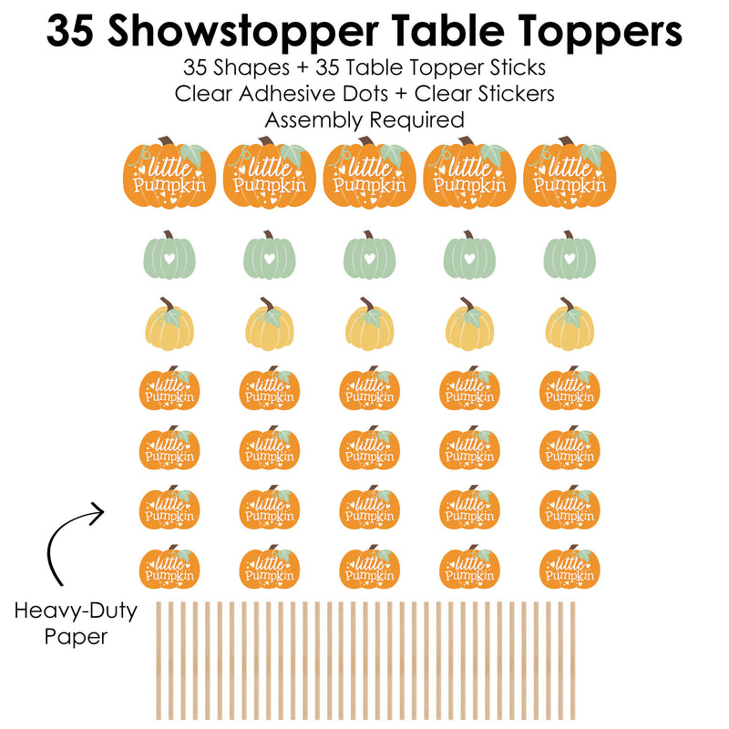 Little Pumpkin - Fall Birthday Party or Baby Shower Centerpiece Sticks - Showstopper Table Toppers - 35 Pieces