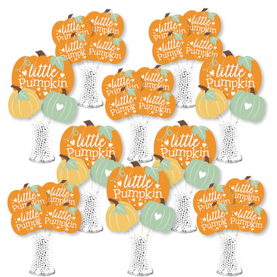 Little Pumpkin - Fall Birthday Party or Baby Shower Centerpiece Sticks - Showstopper Table Toppers - 35 Pieces