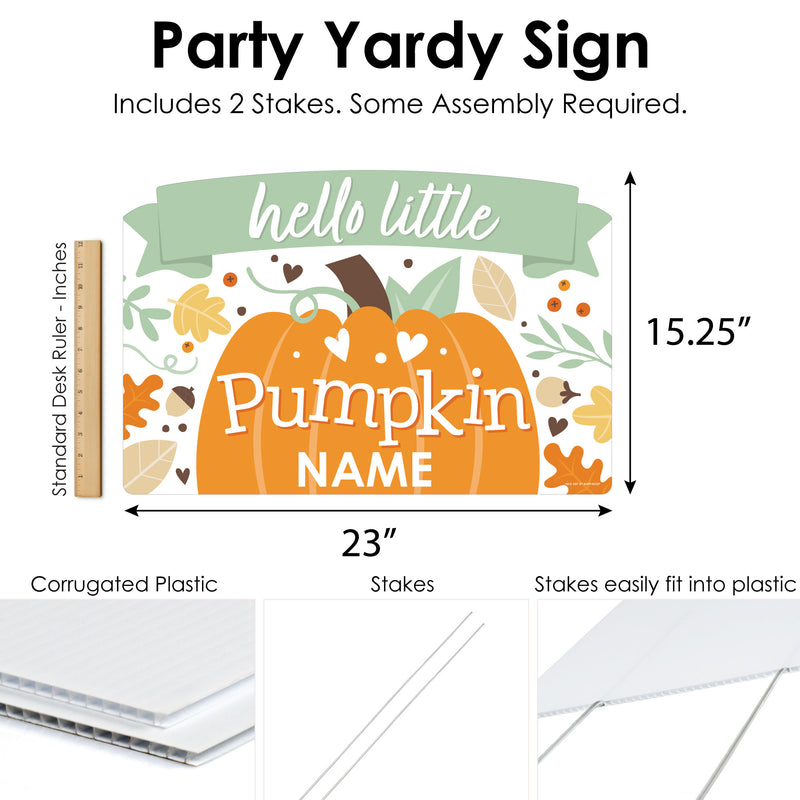 Little Pumpkin - Fall Birthday Party or Baby Shower Yard Sign Lawn Decorations - Personalized Hello Little Pumpkin Party Yardy Sign